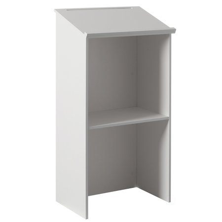 Basicwise Standing Floor Podium with Storage for Church, School, Office or Home, White QI004421.WT